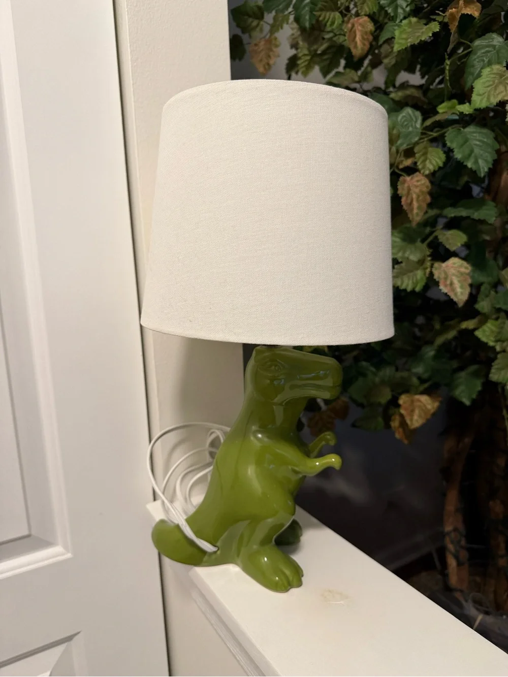 Target Green Ceramic Dinosaur Lamp with White Shade